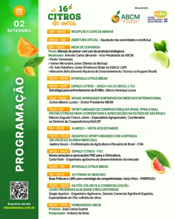 Programação Oficial – 16º Citros de Mesa – 02 de setembro
