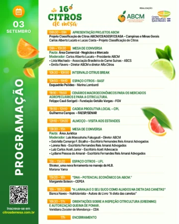 Programação Oficial – 16º Citros de Mesa – 03 de setembro
